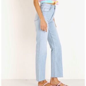 Rollas classic high rise straight jeans raw hem